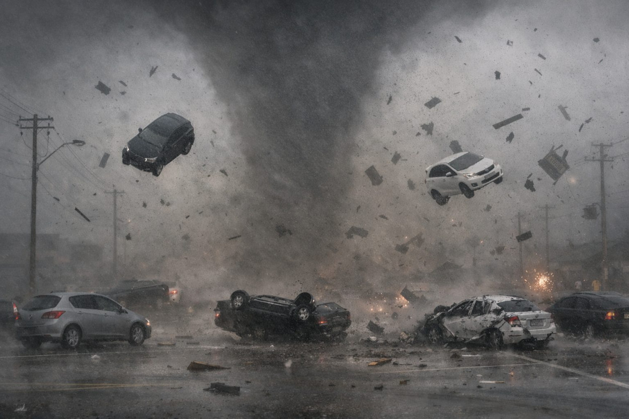 Quando il TORNADO prova a portarti via l’auto (video)