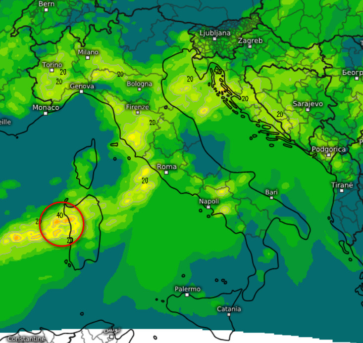 Rischio temporalesco in Italia alle ore 16
