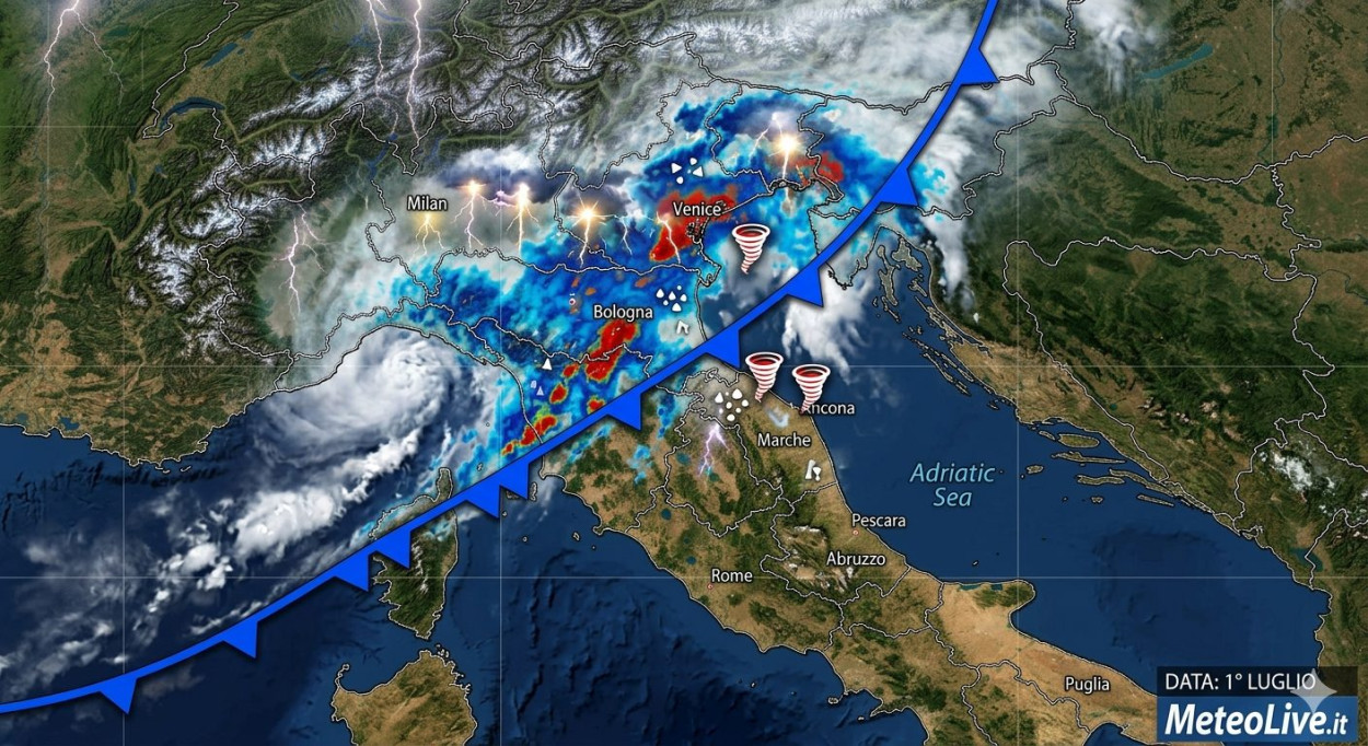 Il fronte freddo che il primo luglio potrebbe colpire parte del Paese portando nubifragi.