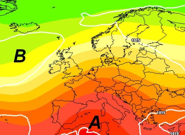media degli scenari imbastita dal modello GFS per domenica 21 giugno su base grafica Meteociel