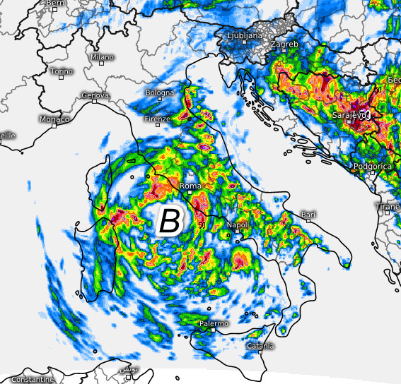giovedi 2 luglio secondo il modello SWISS 4X4 elaborato su base grafica Meteologix