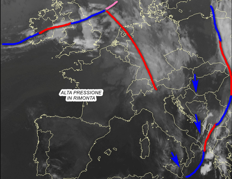 situazione meteo questa mattina attraverso l'immagine satellitare delle 7.30