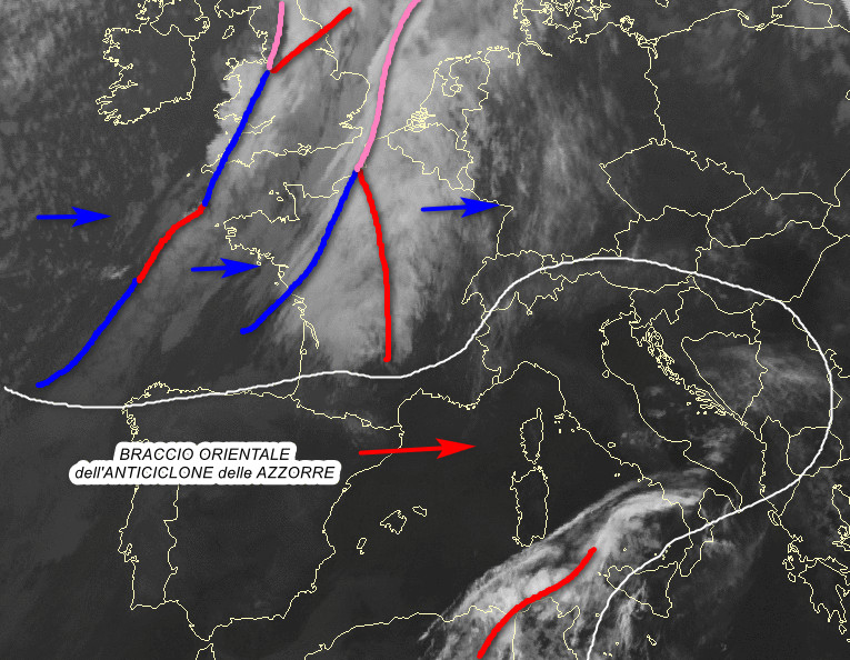 situazione a scala europea questa mattina attraverso l'immagine satellitare delle 7.30