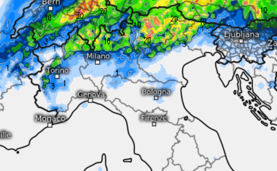 modello ICON elaborato su base grafica Meteologix
