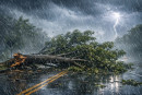 Occhio agli alberi in caduta libera durante le fasi iniziali di un temporale.