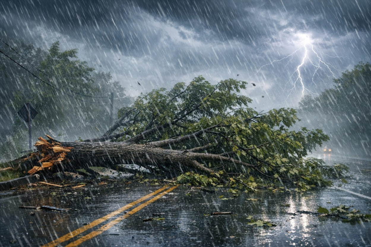 Disastro nei quartieri nord-orientali di Roma. Alberi caduti a causa del tornado.