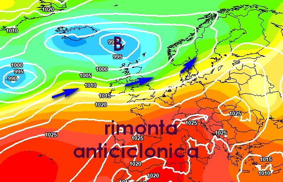 Carta barica prevista per sabato 13 giugno dal modello ECMWF su base grafica Meteociel.