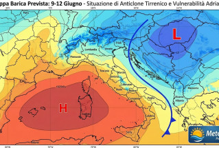 L'anticiclone indeciso, mappa MeteoLive.it