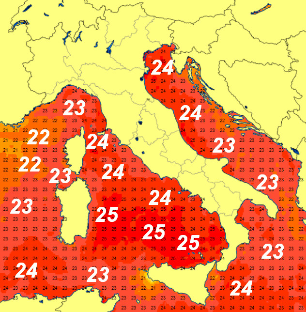 temperature del mare rilevate giovedi 18 giugno