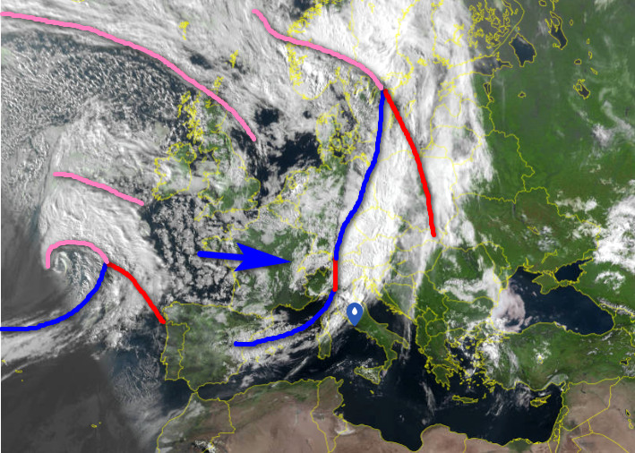 situazione dal satellite alle 8 di venerdi 5 giugno