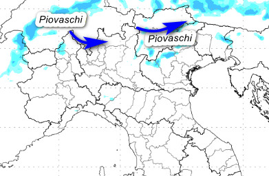 sommatoria delle precipitazioni attese sul nostro Paese fino alle ore 14 di domenica 7 giugno secondo il modello Moloch elaborato su base grafica Lamma