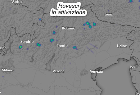 Rovesci in attivazione sull'arco alpino centrale ed orientale