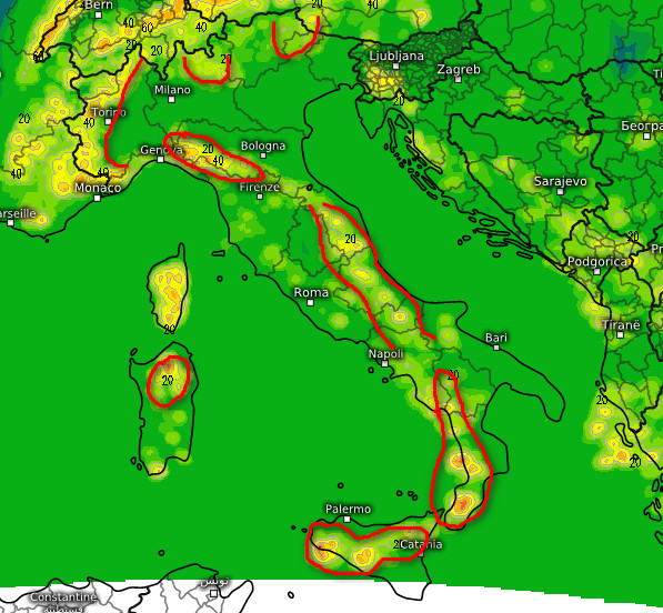 RISCHIO TEMPORALESCO atteso alle ore 16 di marted&igrave; 30 giugno