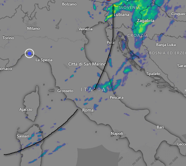 immagine radar delle 13.50 di venerdi 5 giugno