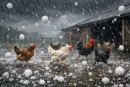 Galline colpite dalla grandine.