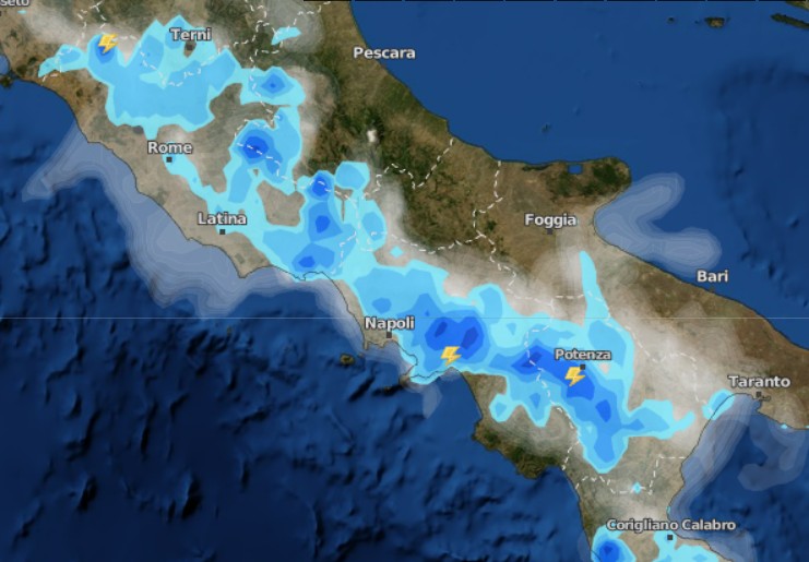 I temporali attesi nel pomeriggio di martedì 23 giugno secondo il modello ICON su base grafica Wetterdienst.