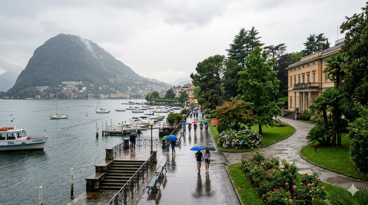 Canton Ticino nel mirino del maltempo Lugano sotto la pioggia.