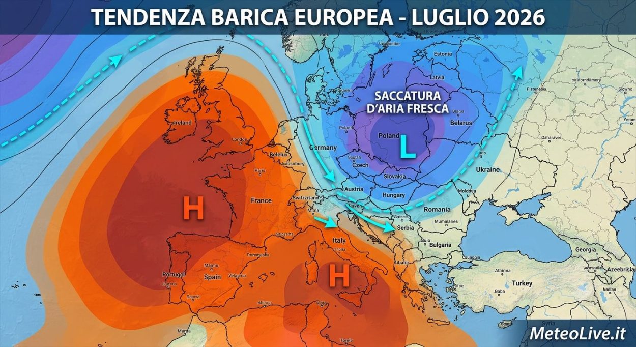 L'andamento del mese di luglio secondo le proiezioni di MeteoLive.it