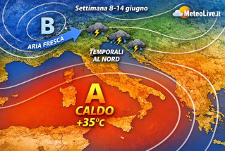 La media degli scenari rielaborati da MeteoLive.it per il periodo 8-14 giugno.