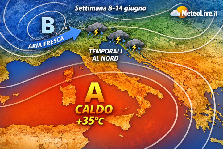 La media degli scenari rielaborati da MeteoLive.it per il periodo 8-14 giugno.