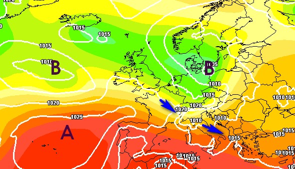 Ecco le crepe evidenziate dal modello ECMWF su base grafica Meteociel prevista per gioved&igrave; 11