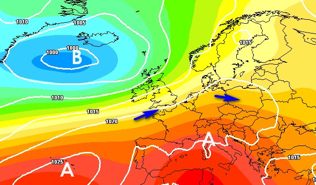 Media degli scenari proposta dal modello GFS per domenica 7 giugno su base grafica Meteociel