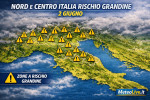 Le zone a maggior rischio di temporali con grandine.