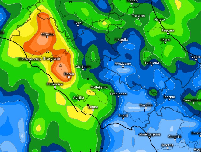 I fenomeni di gioved&igrave; 2 in mattinata secondo il modello ICON su base grafica Meteologix.