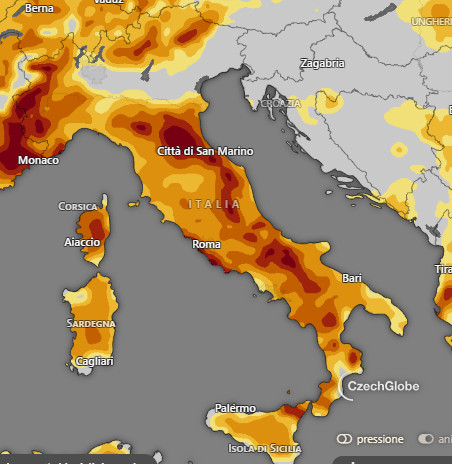 grado di secchezza del terreno rilevato nella giornata di lunedi 15 giugno