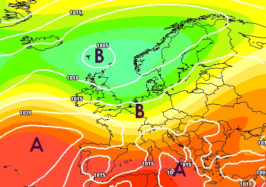 Saccatura già in azione sul nord Italia dal 10 giugno con riflessi temporaleschi, secondo il modello GFS su base grafica Meteociel.