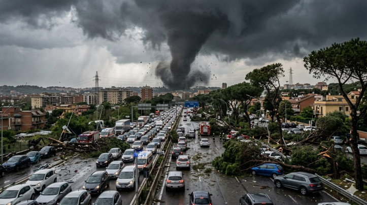 La ricostruzione dell'evento estremo di oggi sulla Capitale.