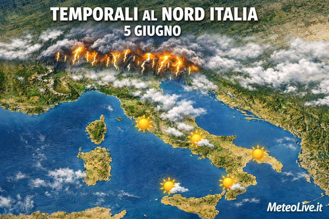 Venerdì 5 giugno temporali in spostamento sul nord-est.