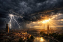 Verona colpita da un temporale.