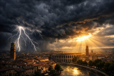Verona colpita da un temporale.
