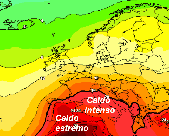 media degli scenari del modello GFS elaborata su base grafica Meteciel per giovedi 16 luglio