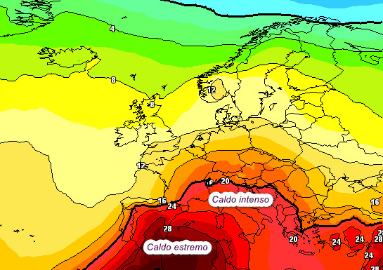 media degli scenari del modello GFS elaborata su base grafica Meteociel e valida per sabato 18 luglio