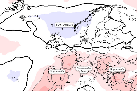 anomalie termiche a 1500 metri attese in Europa nelle ore centrali di giovedi 30 luglio secondo il modello GFS elaborato su base grafica Meteociel