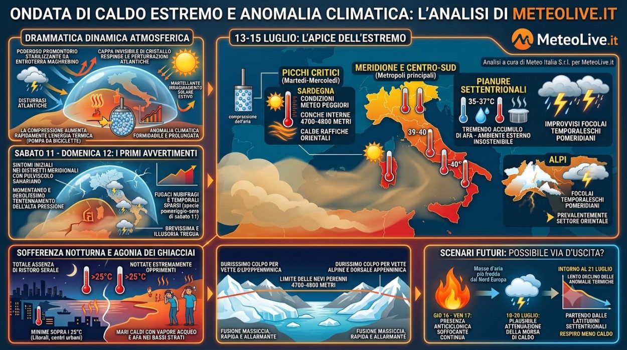 Grafica dettagliata del caldo intenso nei prossimi giorni.