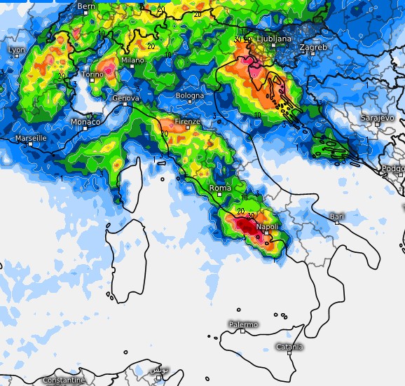 Modello ICON domenica 26 luglio su base grafica Meteologix.