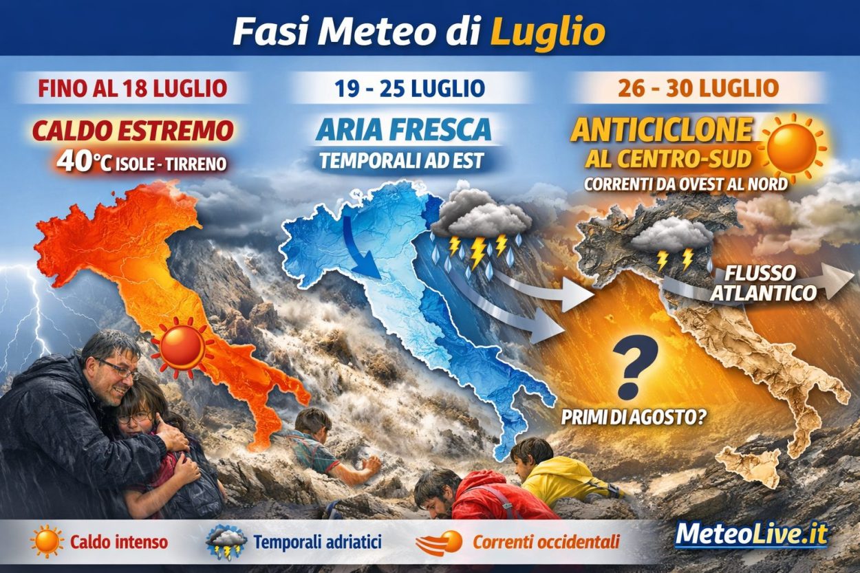 Mappa dell'andamento meteo dei prossimi giorni.