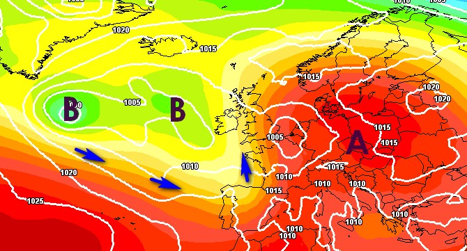 La visione del modello GFS su base grafica Meteociel per il 7 agosto.