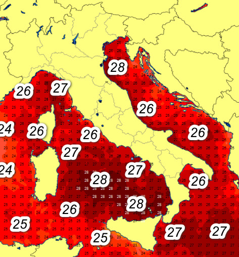 temperature registrate nelle ore centrali di domenica 5 luglio