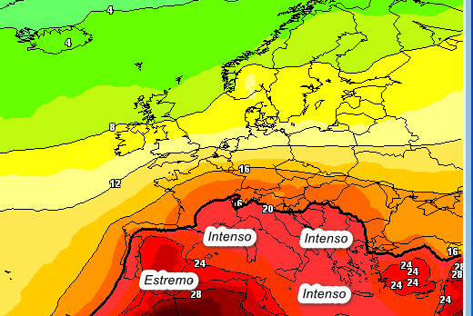 media degli scenari del modello GFS elaborato su base grafica Meteociel per mercoledi 15 luglio