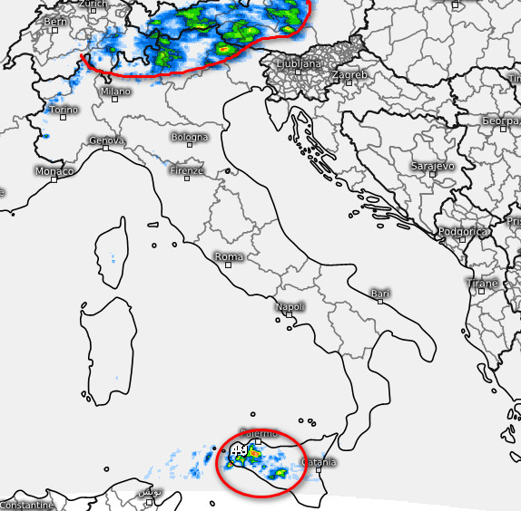 sommatoria delle precipitazioni attese sul nostro Paese nell'arco della giornata di mercoledi 29 luglio secondo il modello SWISS 4X4 elaborato su base grafica Meteologix