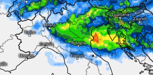 Mappa dei fenomeni attesi sabato 18 luglio sul nord Italia secondo ICON su base grafica Meteologix.