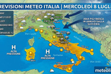 I temporali in arrivo mercoledì 8 luglio.