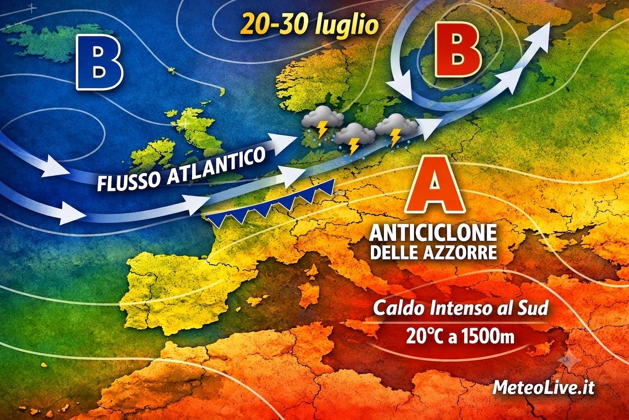 L’estate tornerà alla “normalità” nella terza decade di luglio: ecco perchè Lo schema barico previsto per l'ultima decade di luglio.