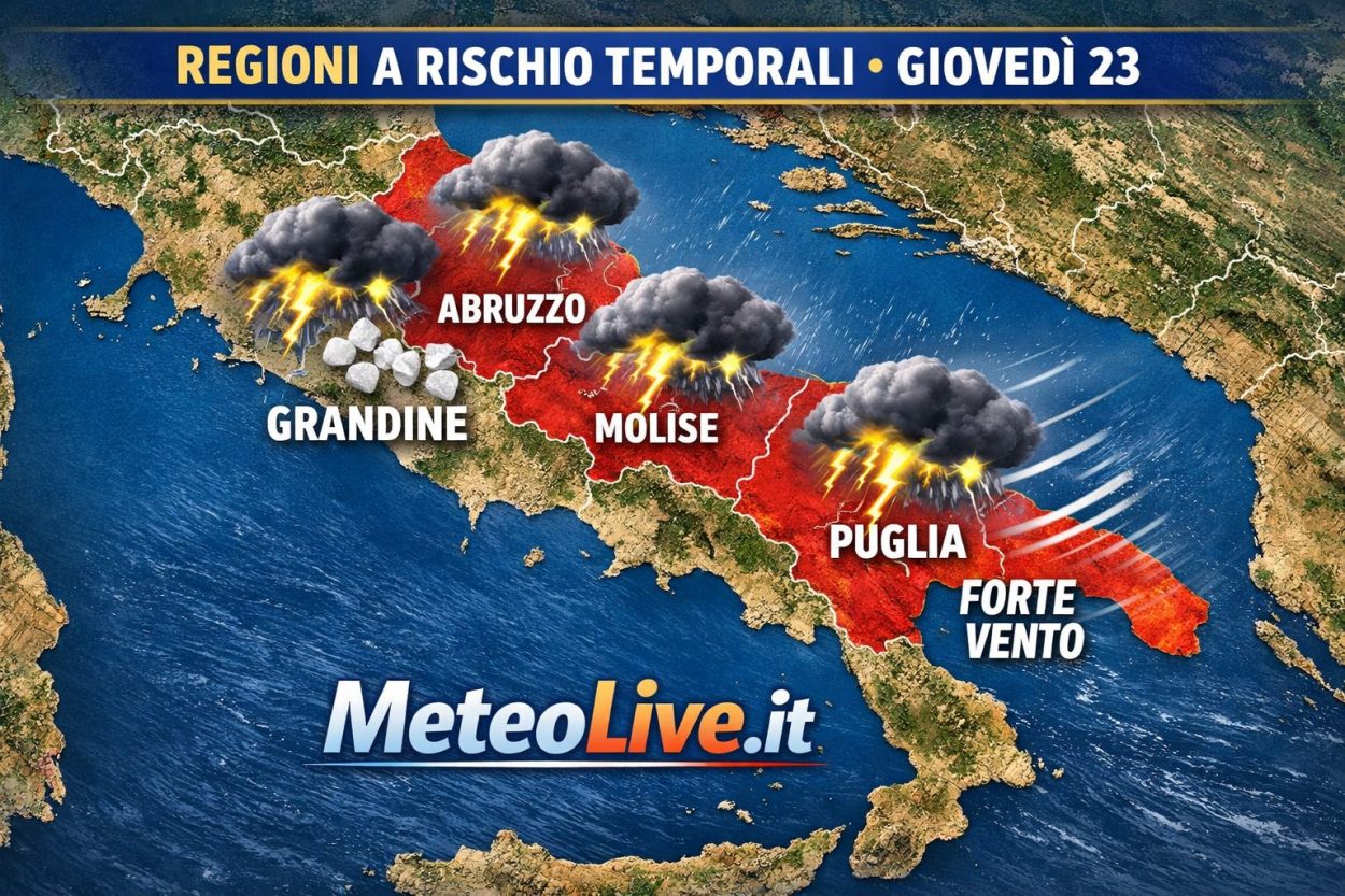 Temporali forti in arrivo giovedì 23 luglio su almeno 3 regioni.