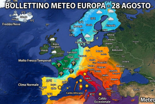 Follie termiche in Europa il 28 agosto.