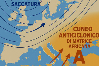 Mappa barica molto insidiosa che riassume la situazione prevista tra il 20 e il 25 agosto.